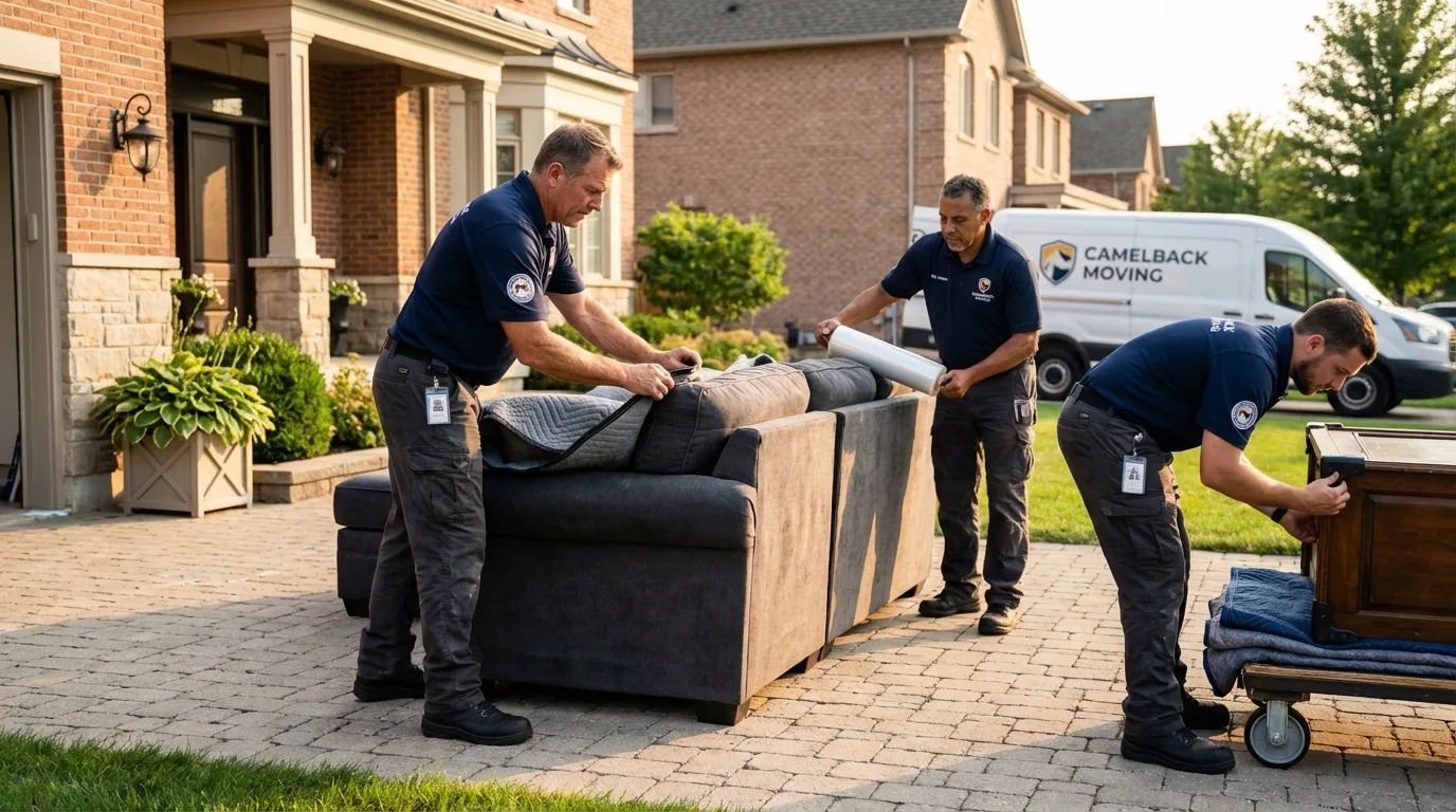 Large estate moving crew wrapping furniture in Cross Plains, WI
